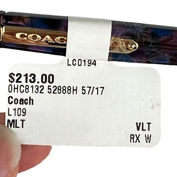 Coach NEW Sunglasses Cat Eye Purple Confetti Tortoise Logo Plate 52888H - Picture 5 of 12
